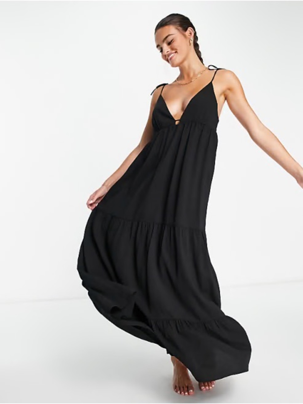 ASOS Black Maxi Dress with Tie Straps